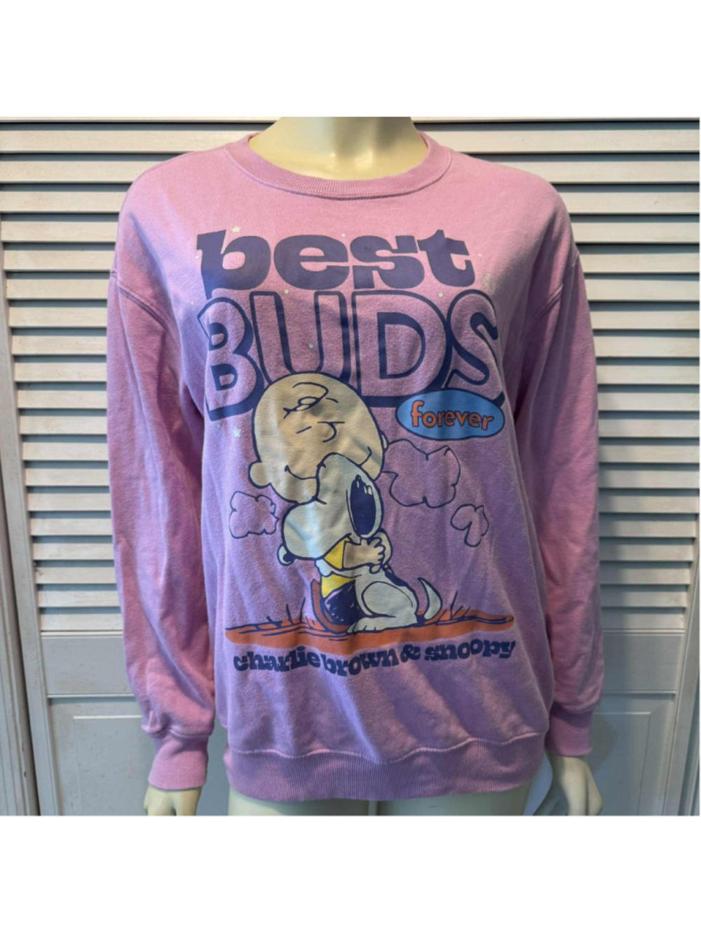 Women's Peanuts Sweatshirt Size M Light Purple Charlie Brown & Snoopy
